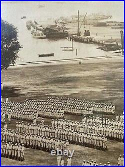 WW1 ERA US NAVAL TRAINING STATION NEWPORT RI with USS CONSTELLATION PHOTO 1914