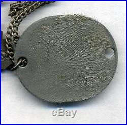 WW2 Early USN NAVAL OFFICER M-1941 ACID ETCHED Fingerprint DOG TAG withRelig Medal