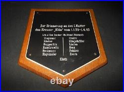 WW2 German Kriegsmarine SAILOR COMMEMORATION PLAQUE CRUISER KOLN V. RARE