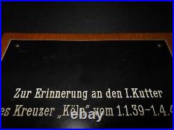 WW2 German Kriegsmarine SAILOR COMMEMORATION PLAQUE CRUISER KOLN V. RARE