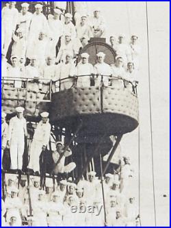WWI US Navy Wyoming Class Battleship Crew Photo Cage Mast Hampton VA 20x12