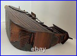 Wooden Asian Junk Ship Model 10 pcs Detailed Double Masted All Wood 17 x 15.5