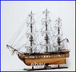Wooden Model Ship USS Constitution Fully Assembled Desk Case