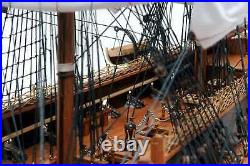 Wooden Model Ship USS Constitution Fully Assembled Floor Standing Case