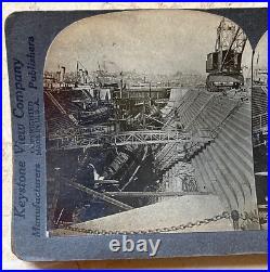 Ww1 Us Navy H-class Submarines (4) At Dry Dock Mare Island Ca. Stereoview Photo