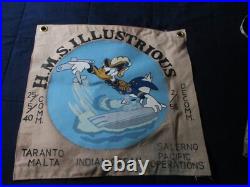Wwii British Royal Navy Hms Illustrious Donald Duck Battle Victory Flag