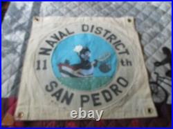 Wwii Usn Disney Seal 11 Th Naval Distract San Pedro Ready Room Wall Flag