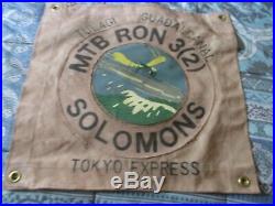 Wwii Usn Pt Boat Motor Torpedo Boat Sqdn 3(2) Solomons Ready Room Wall Flag