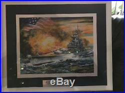 (rare) Battleship New Jersey Serigraph Print By Int'l Artist Kamil Kubik
