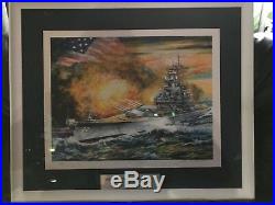 (rare) Battleship New Jersey Serigraph Print By Int'l Artist Kamil Kubik